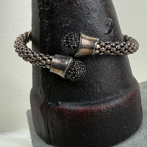 Michael Dawkins Black Spinel Flex Coil Bracelet Sterling Silver - Picture 1 of 8